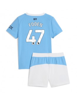 Billige Manchester City Phil Foden #47 Hjemmedraktsett Barn 2025-26 Kortermet (+ Korte bukser)